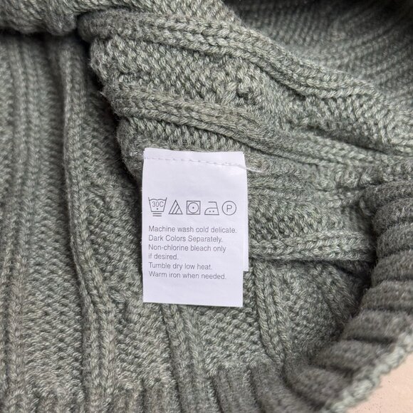 Vintage 90s Chaps Men’s Sweater Large Green Cable Knit 100% Cotton Crewneck - Picture 6 of 7